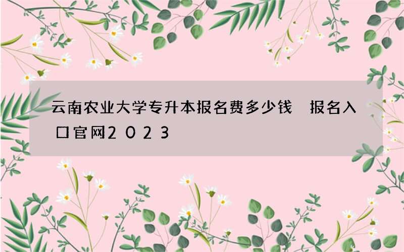 云南农业大学专升本报名费多少钱 报名入口官网2023